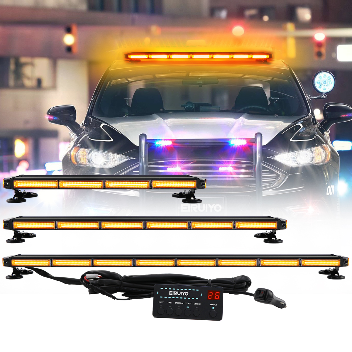 35 Inch 32 Leds Traffic Advisor Strobe Amber White Light Bar